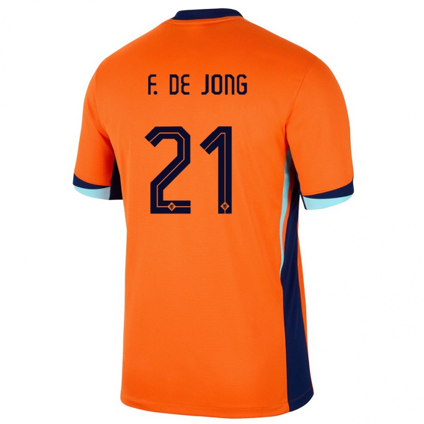 Hombre Fútbol Camiseta Países Bajos Frenkie De Jong #21 Naranja 1ª Equipación 24-26