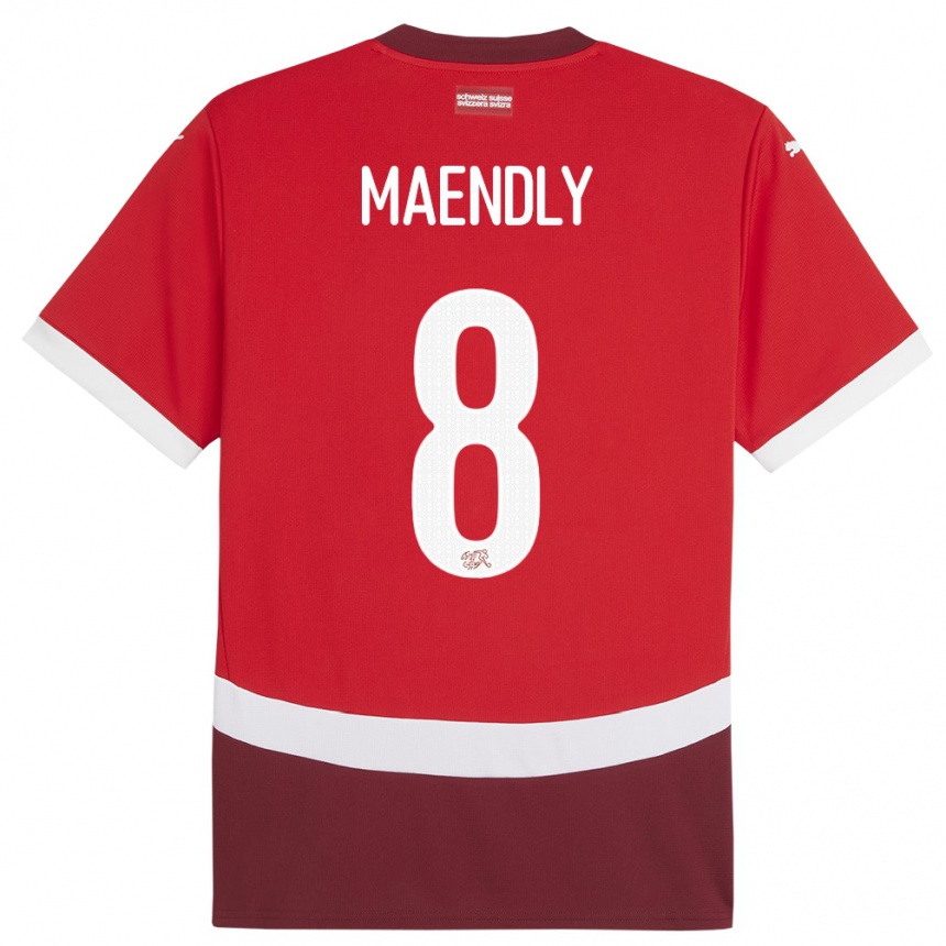 Hombre Fútbol Camiseta Suiza Sandy Maendly #8 Rojo 1ª Equipación 24-26