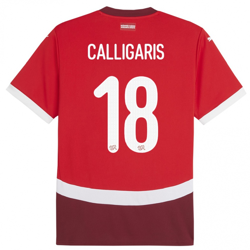 Hombre Fútbol Camiseta Suiza Viola Calligaris #18 Rojo 1ª Equipación 24-26