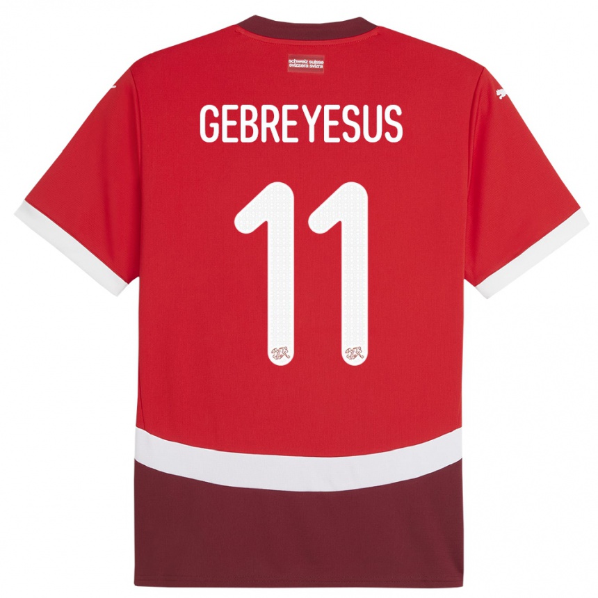 Hombre Fútbol Camiseta Suiza Esey Gebreyesus #11 Rojo 1ª Equipación 24-26