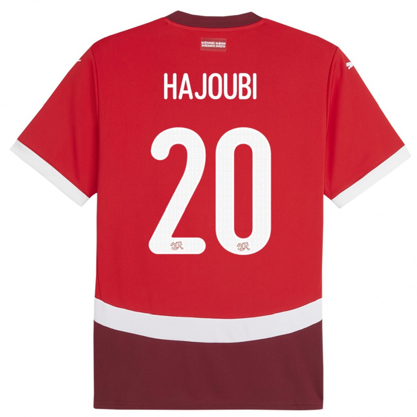 Hombre Fútbol Camiseta Suiza Amin Hajoubi #20 Rojo 1ª Equipación 24-26