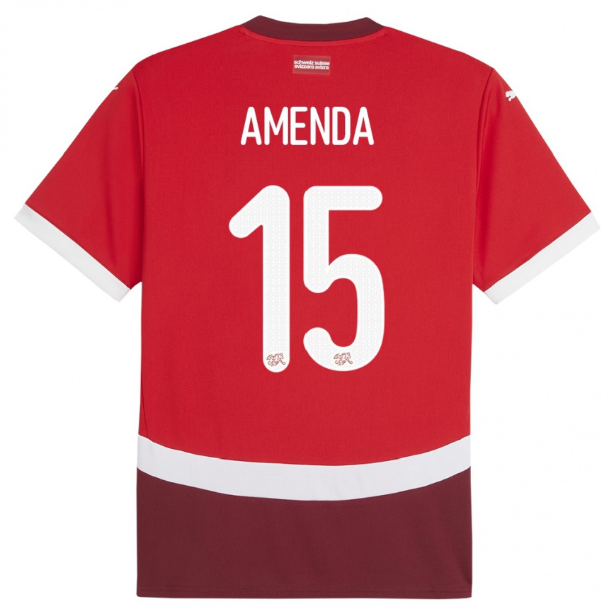 Hombre Fútbol Camiseta Suiza Aurele Amenda #15 Rojo 1ª Equipación 24-26