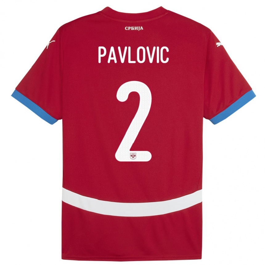 Hombre Fútbol Camiseta Serbia Strahinja Pavlovic #2 Rojo 1ª Equipación 24-26