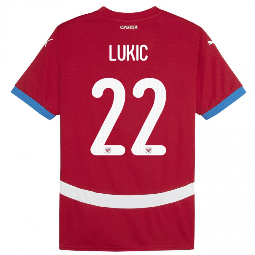 Hombre Fútbol Camiseta Serbia Sasa Lukic #22 Rojo 1ª Equipación 24-26