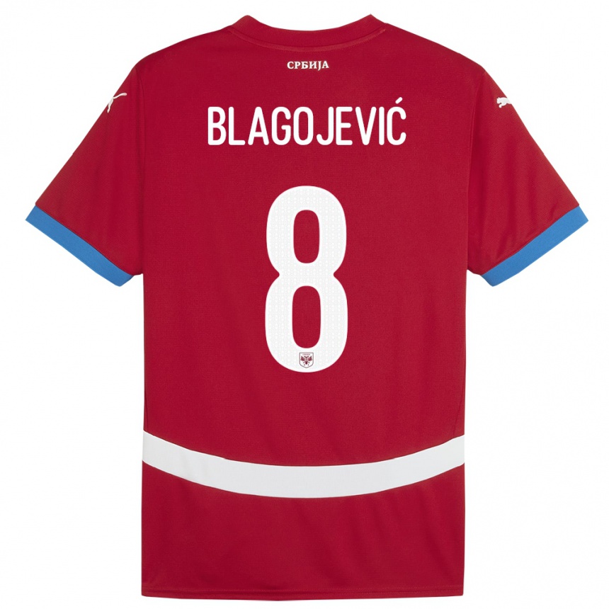 Hombre Fútbol Camiseta Serbia Dina Blagojevic #8 Rojo 1ª Equipación 24-26