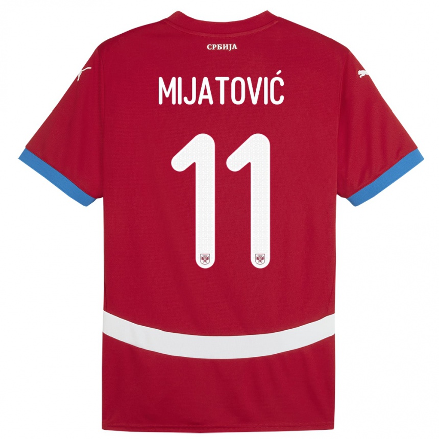 Hombre Fútbol Camiseta Serbia Jovan Mijatovic #11 Rojo 1ª Equipación 24-26