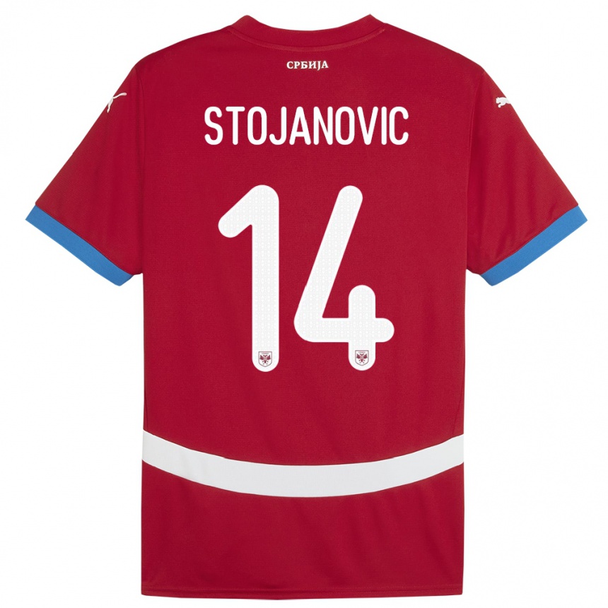 Hombre Fútbol Camiseta Serbia Matija Stojanovic #14 Rojo 1ª Equipación 24-26