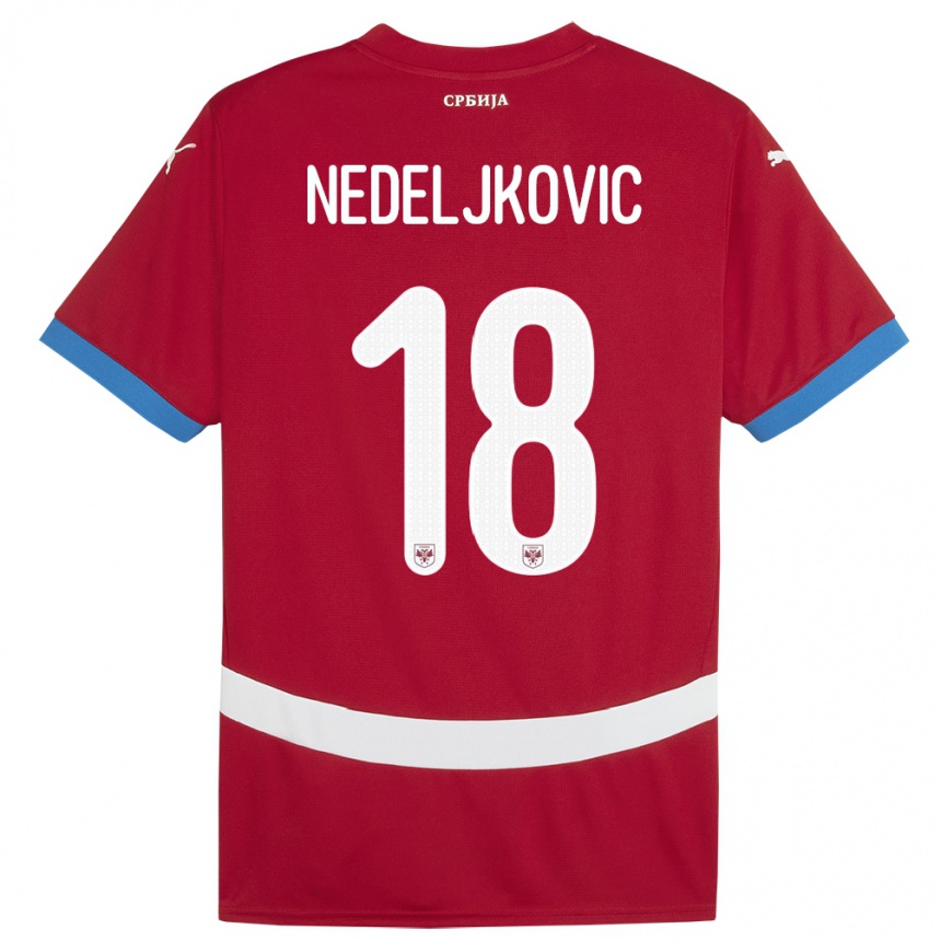 Hombre Fútbol Camiseta Serbia Kosta Nedeljkovic #18 Rojo 1ª Equipación 24-26