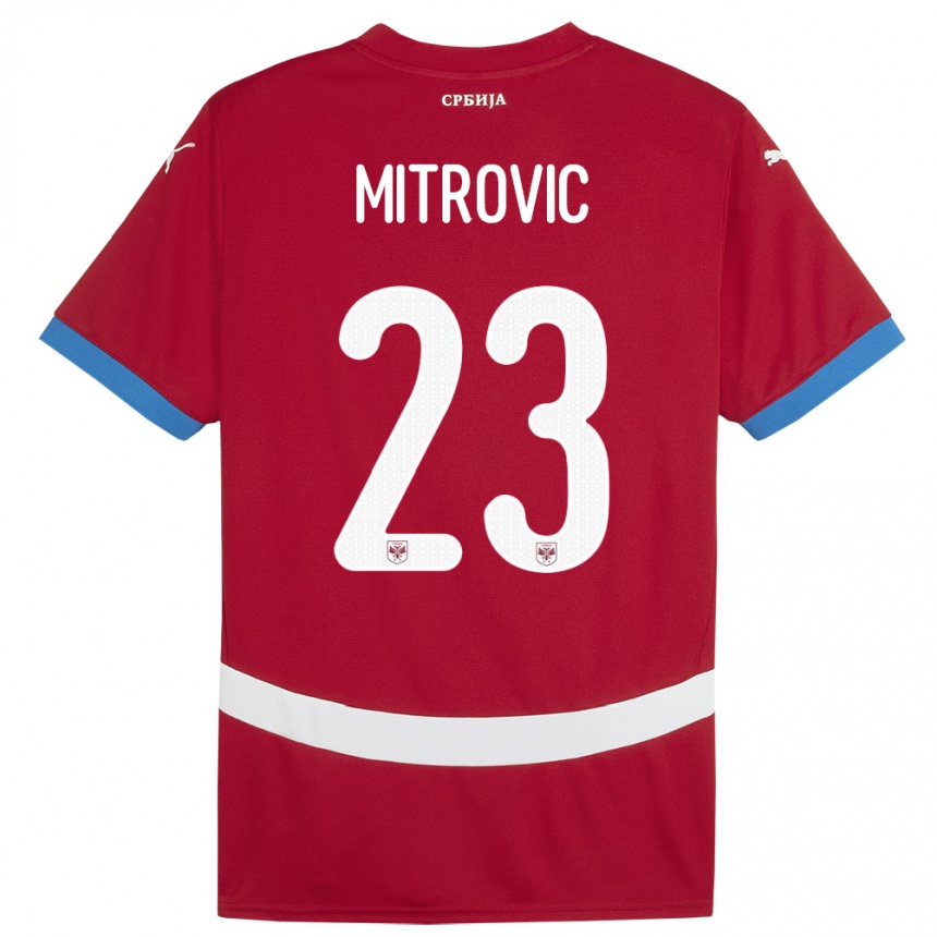 Hombre Fútbol Camiseta Serbia Vuk Mitrovic #23 Rojo 1ª Equipación 24-26