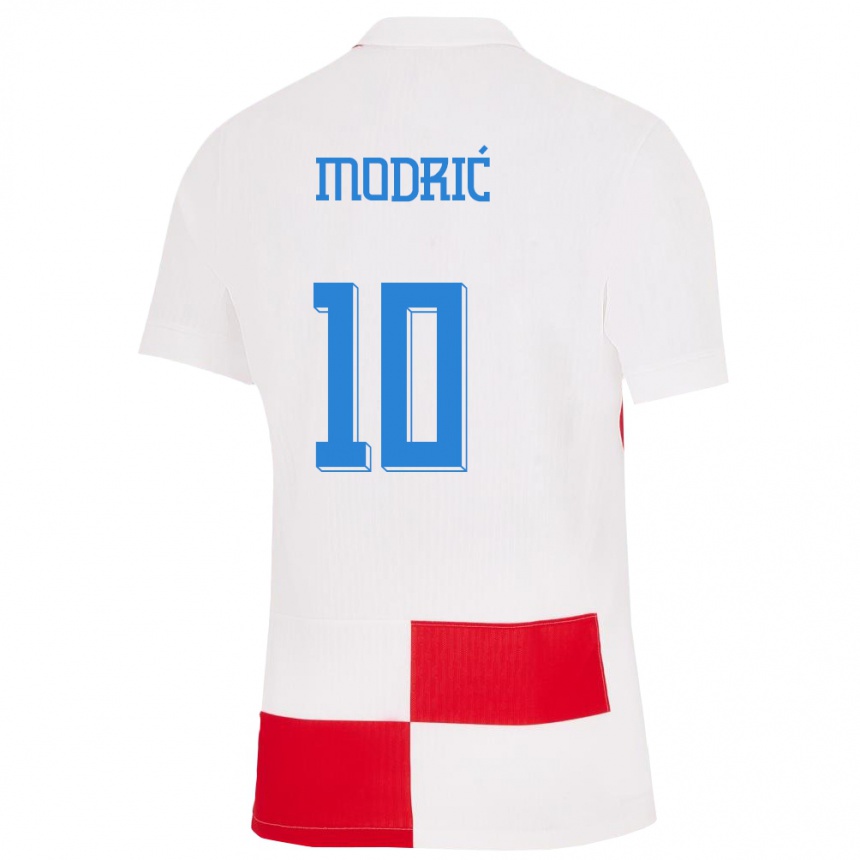 Hombre Fútbol Camiseta Croacia Luka Modric #10 Blanco Rojo 1ª Equipación 24-26