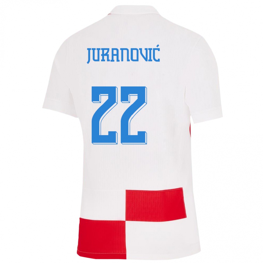 Hombre Fútbol Camiseta Croacia Josip Juranovic #22 Blanco Rojo 1ª Equipación 24-26