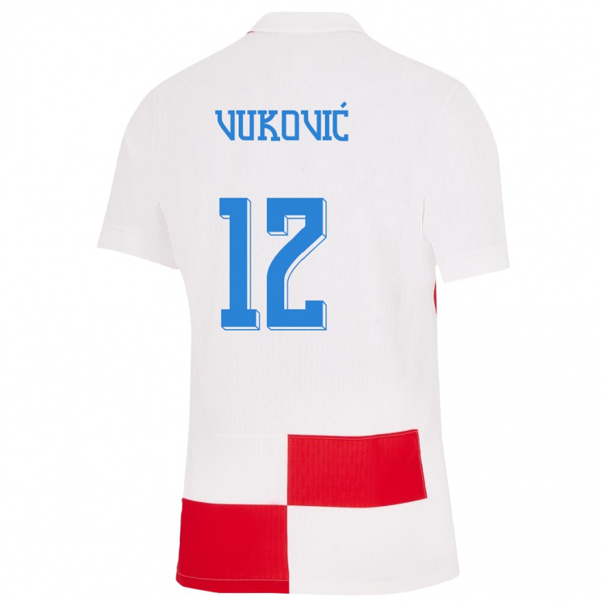 Hombre Fútbol Camiseta Croacia Ante Vukovic #12 Blanco Rojo 1ª Equipación 24-26
