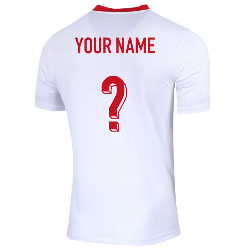 Hombre Fútbol Camiseta Polonia Su Nombre #0 Blanco 1ª Equipación 24-26