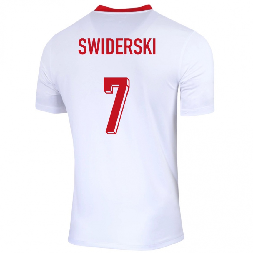 Hombre Fútbol Camiseta Polonia Karol Swiderski #7 Blanco 1ª Equipación 24-26