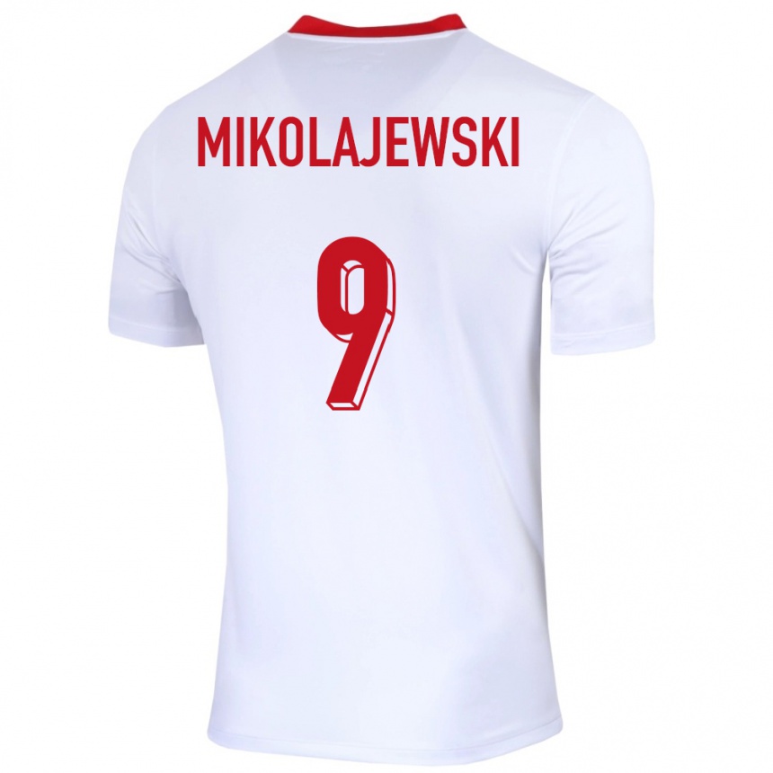 Hombre Fútbol Camiseta Polonia Daniel Mikolajewski #9 Blanco 1ª Equipación 24-26