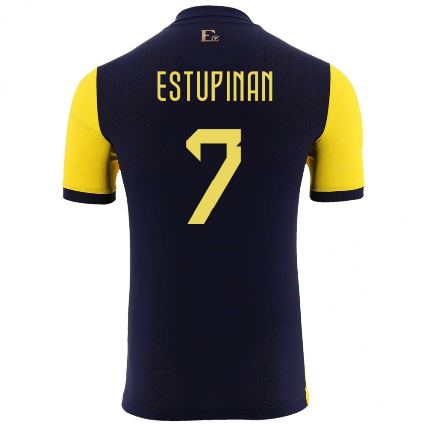 Hombre Fútbol Camiseta Ecuador Pervis Estupinan #7 Amarillo 1ª Equipación 24-26