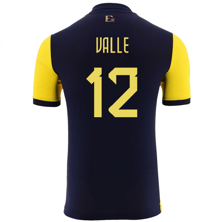 Hombre Fútbol Camiseta Ecuador Gonzalo Valle #12 Amarillo 1ª Equipación 24-26