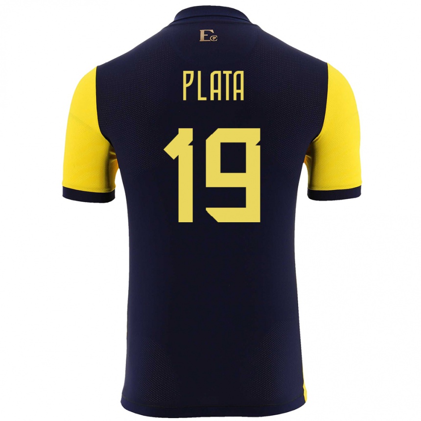 Hombre Fútbol Camiseta Ecuador Gonzalo Plata #19 Amarillo 1ª Equipación 24-26