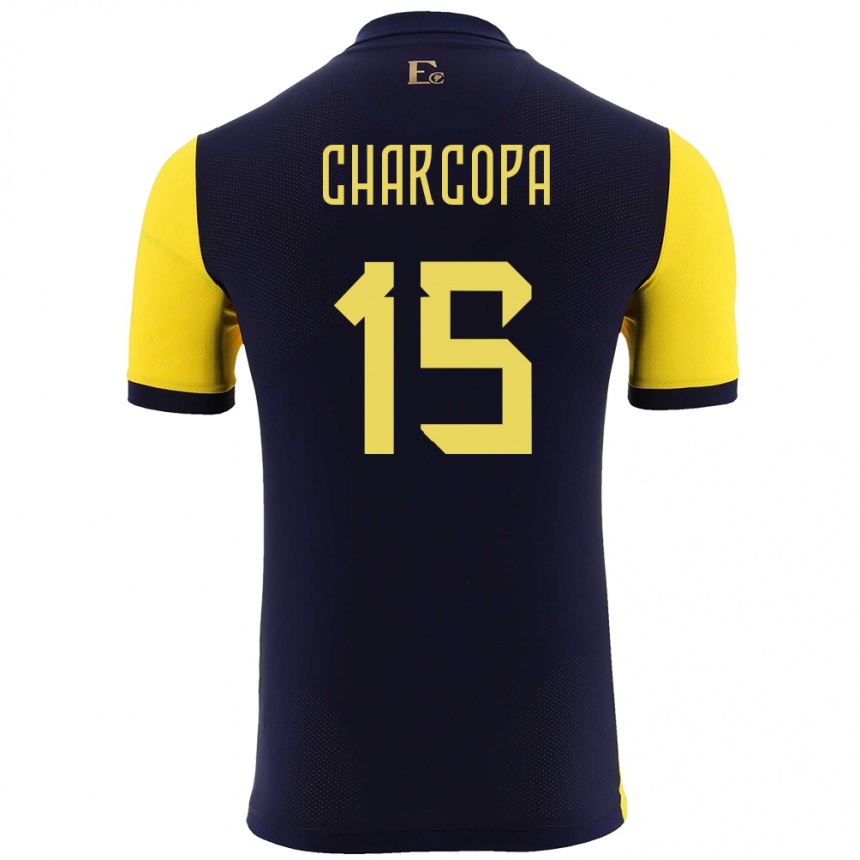 Hombre Fútbol Camiseta Ecuador Nicole Charcopa #15 Amarillo 1ª Equipación 24-26