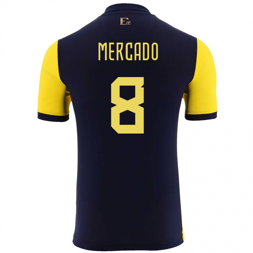 Hombre Fútbol Camiseta Ecuador Patrik Mercado #8 Amarillo 1ª Equipación 24-26