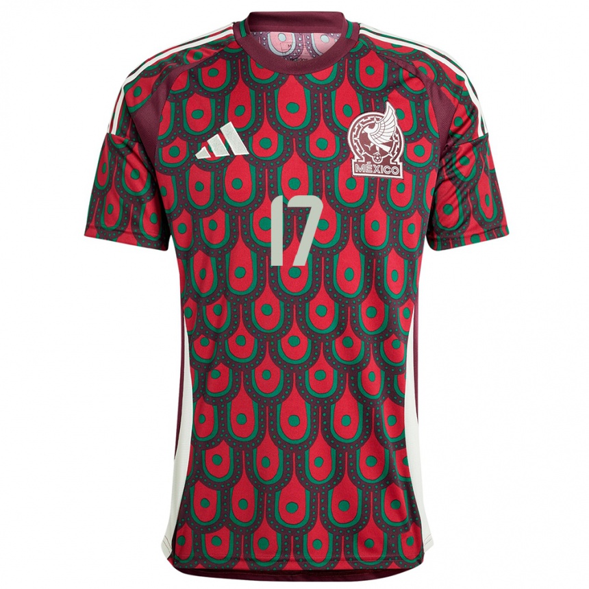 Hombre Fútbol Camiseta México Orbelin Pineda #17 Granate 1ª Equipación 24-26