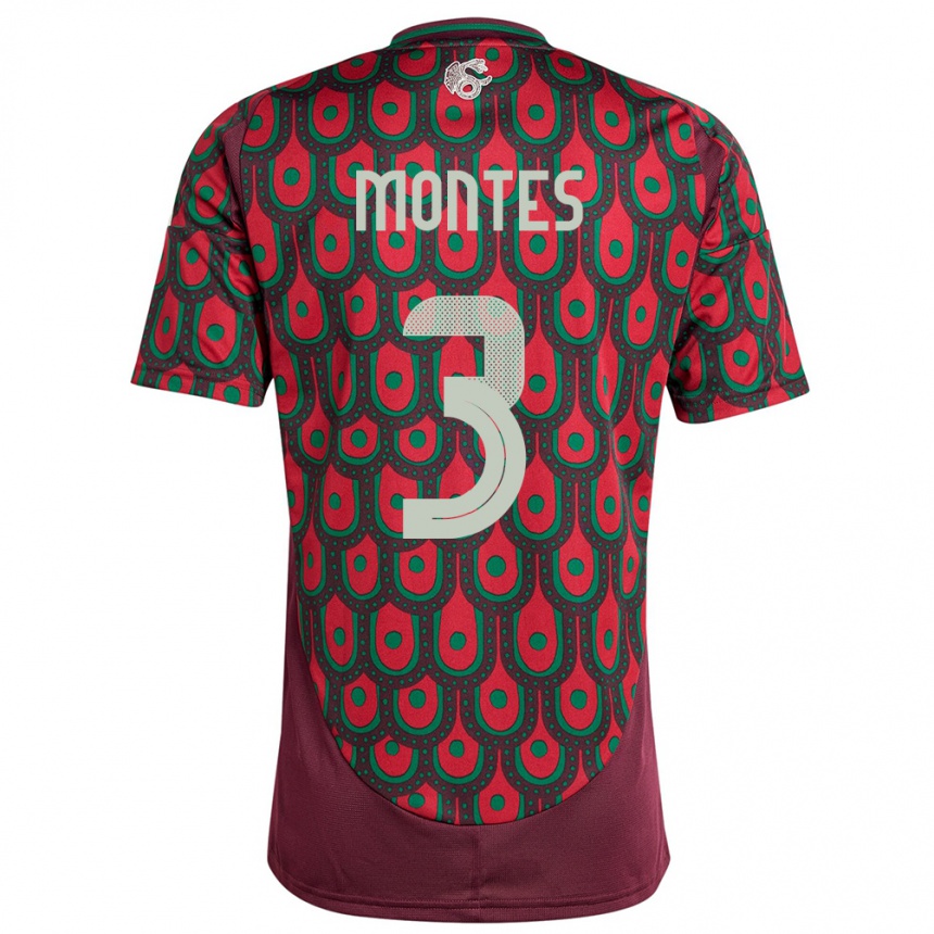 Hombre Fútbol Camiseta México Cesar Montes #3 Granate 1ª Equipación 24-26