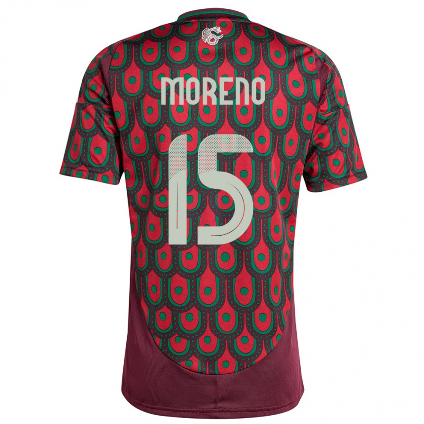 Hombre Fútbol Camiseta México Hector Moreno #15 Granate 1ª Equipación 24-26