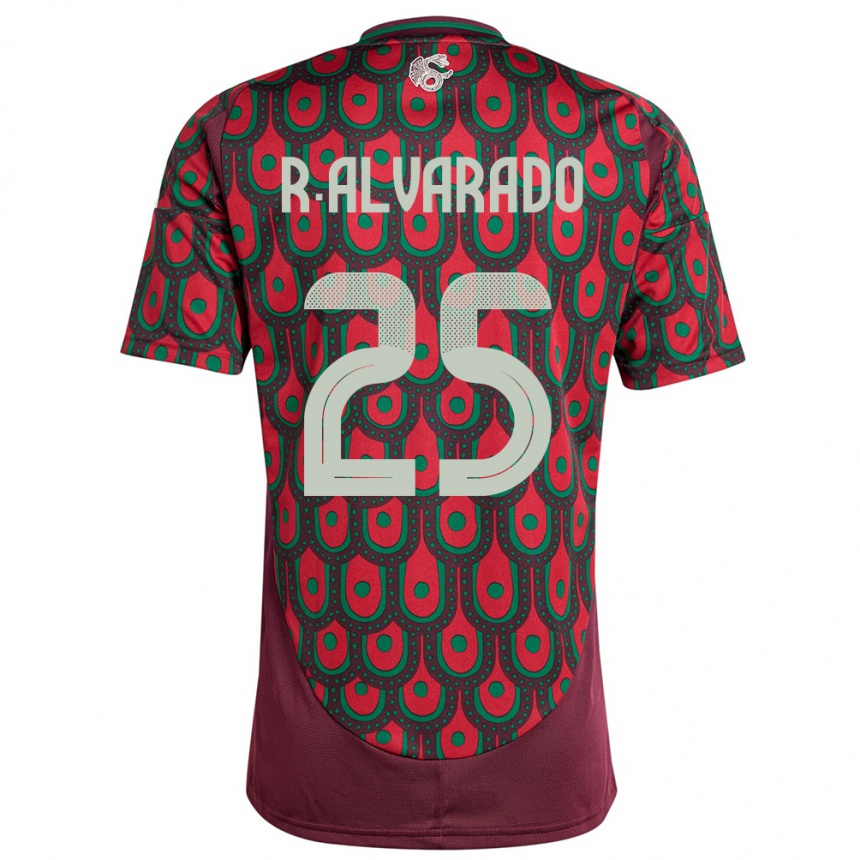 Hombre Fútbol Camiseta México Roberto Alvarado #25 Granate 1ª Equipación 24-26