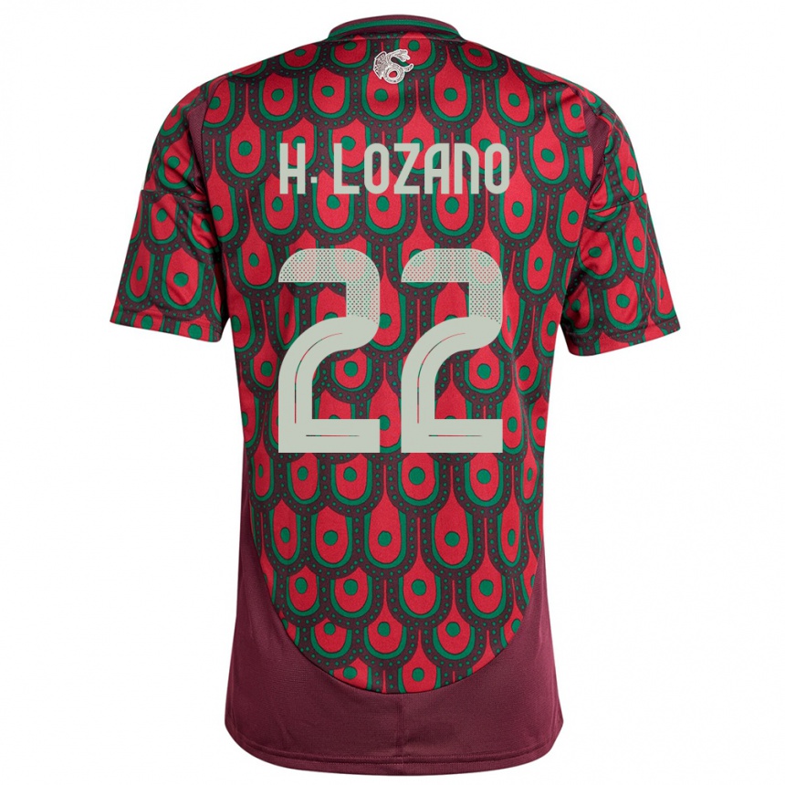 Hombre Fútbol Camiseta México Hirving Lozano #22 Granate 1ª Equipación 24-26