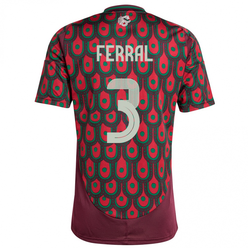 Hombre Fútbol Camiseta México Cristina Ferral #3 Granate 1ª Equipación 24-26