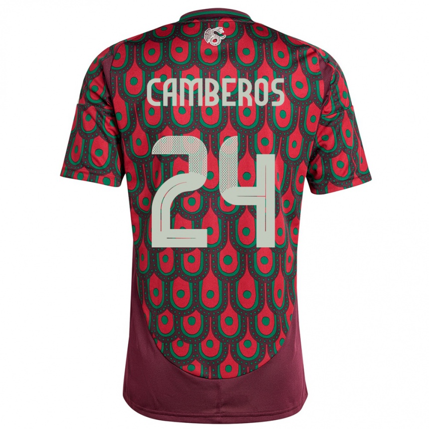Hombre Fútbol Camiseta México Scarlett Camberos #24 Granate 1ª Equipación 24-26