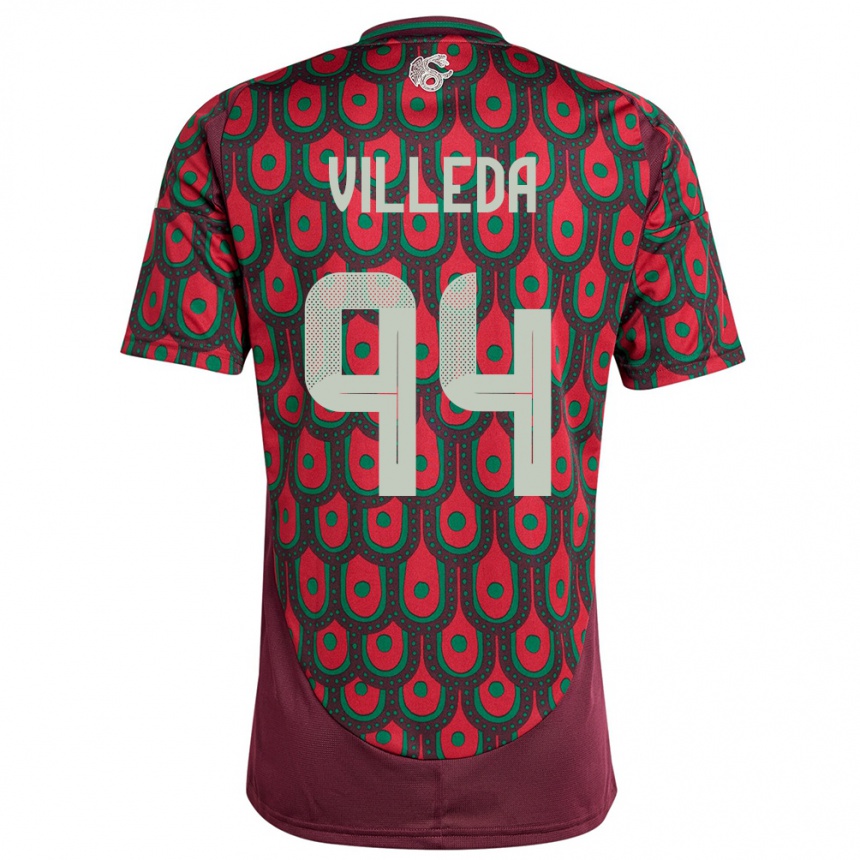 Hombre Fútbol Camiseta México Melany Villeda #94 Granate 1ª Equipación 24-26