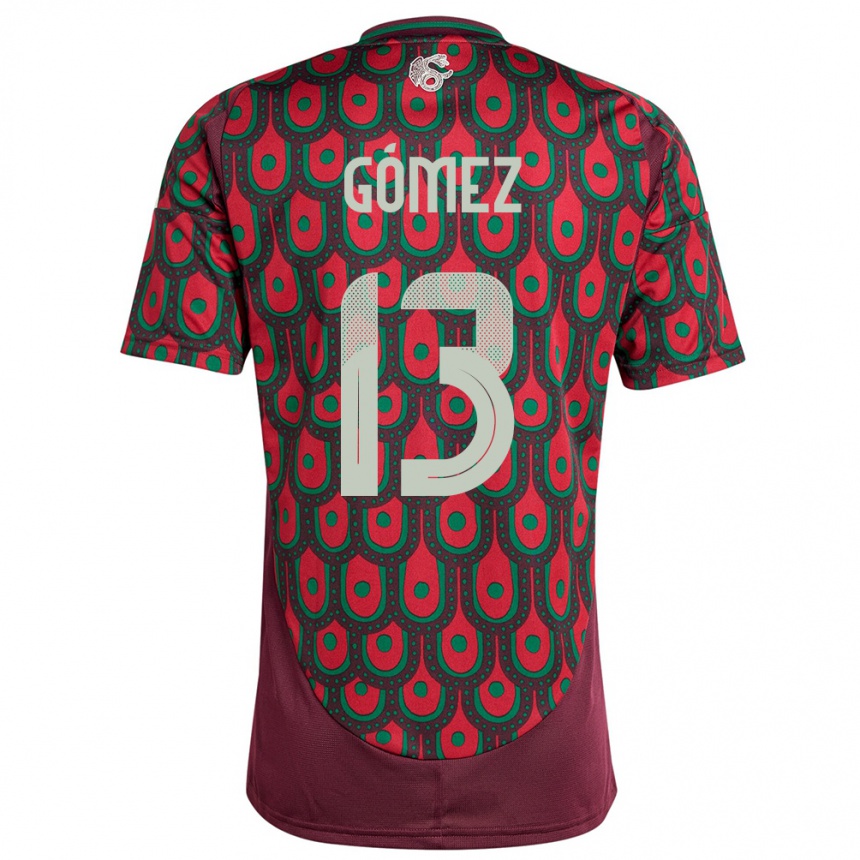 Hombre Fútbol Camiseta México Diego Gomez #13 Granate 1ª Equipación 24-26