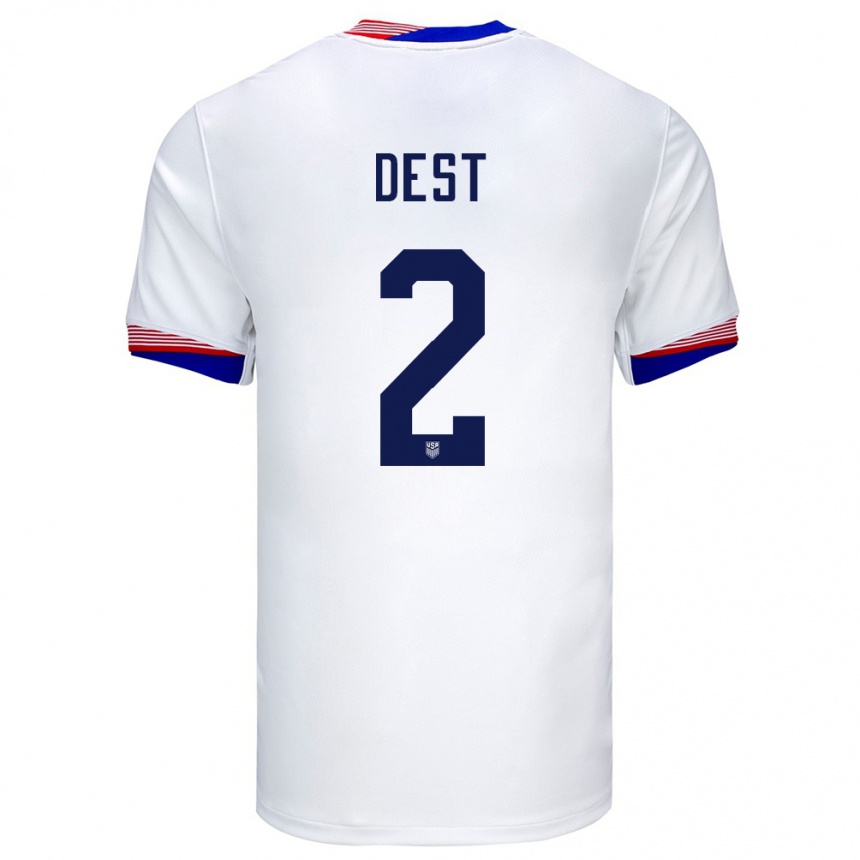 Hombre Fútbol Camiseta Estados Unidos Sergino Dest #2 Blanco 1ª Equipación 24-26