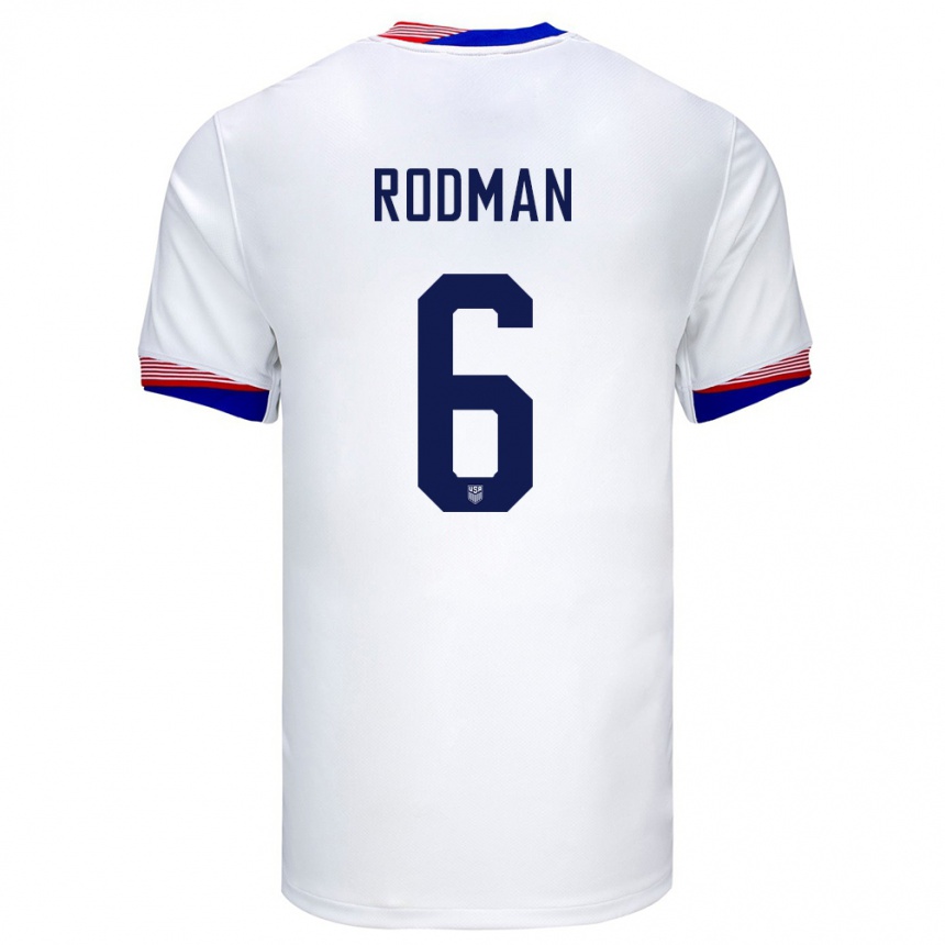 Hombre Fútbol Camiseta Estados Unidos Trinity Rodman #6 Blanco 1ª Equipación 24-26