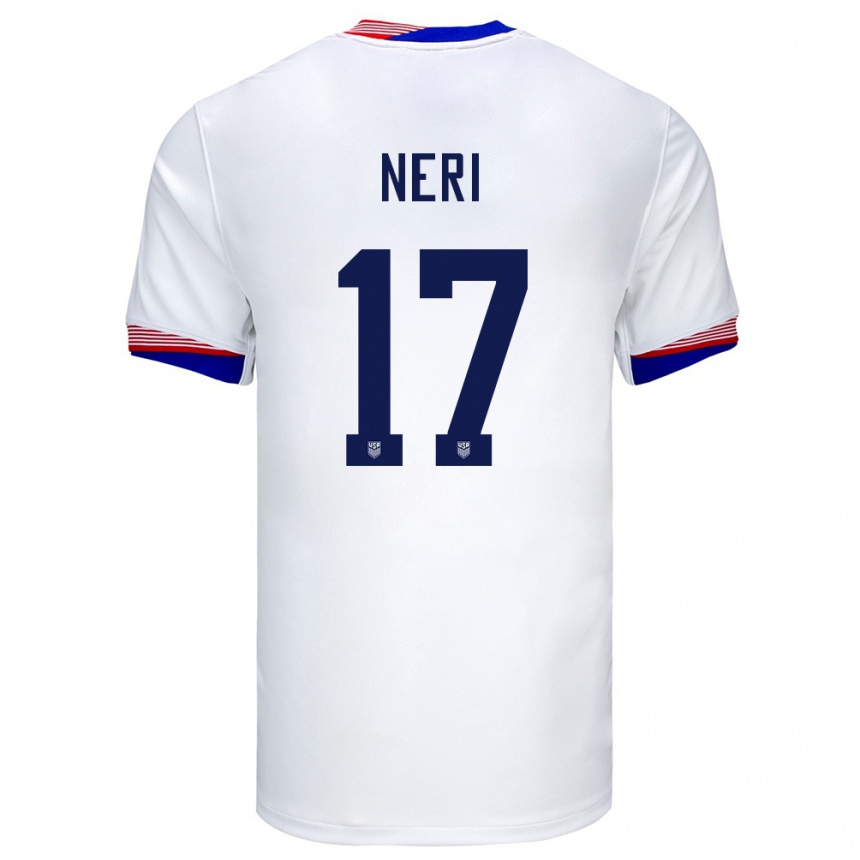 Hombre Fútbol Camiseta Estados Unidos Rodrigo Neri #17 Blanco 1ª Equipación 24-26