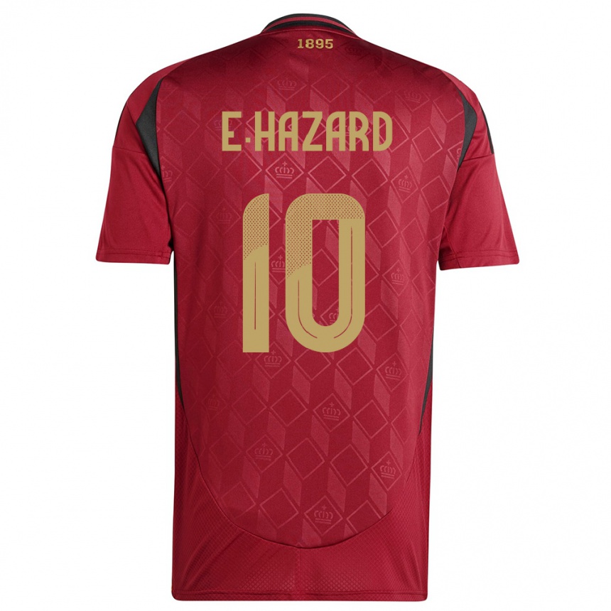 Hombre Fútbol Camiseta Bélgica Eden Hazard #10 Borgoña 1ª Equipación 24-26