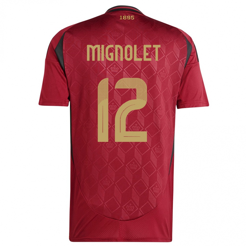 Hombre Fútbol Camiseta Bélgica Simon Mignolet #12 Borgoña 1ª Equipación 24-26