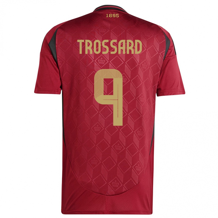 Hombre Fútbol Camiseta Bélgica Leandro Trossard #9 Borgoña 1ª Equipación 24-26
