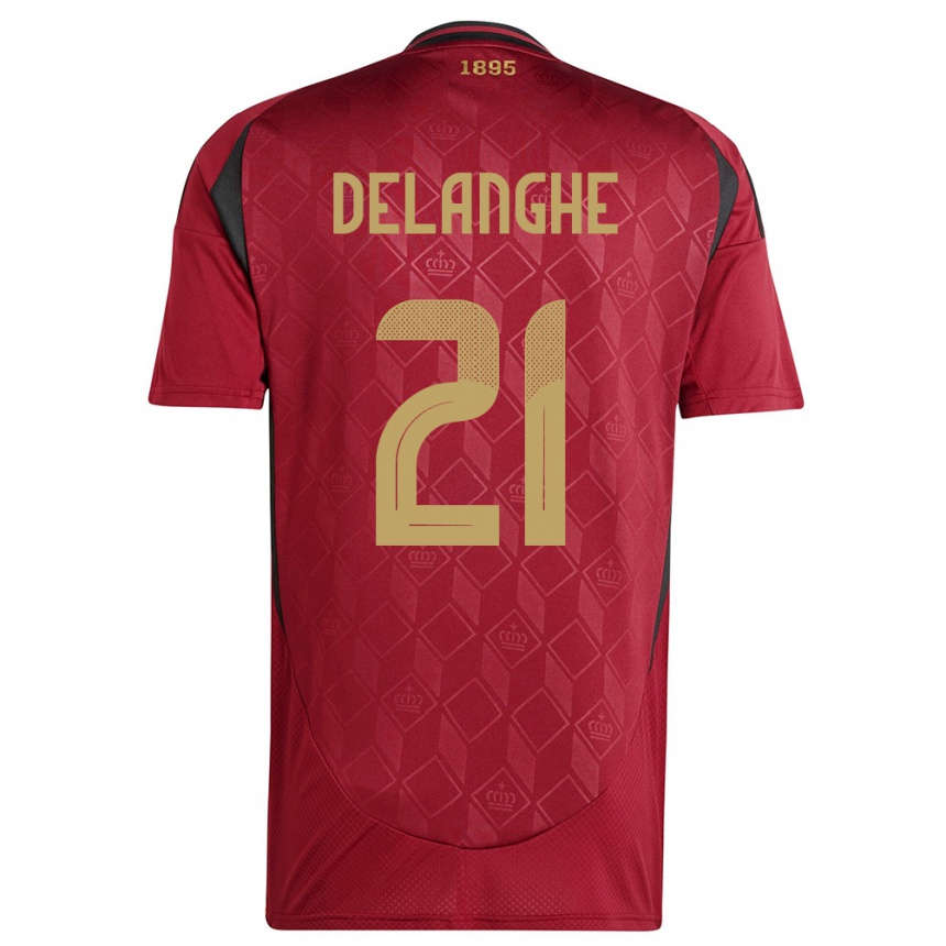 Hombre Fútbol Camiseta Bélgica Maxime Delanghe #21 Borgoña 1ª Equipación 24-26