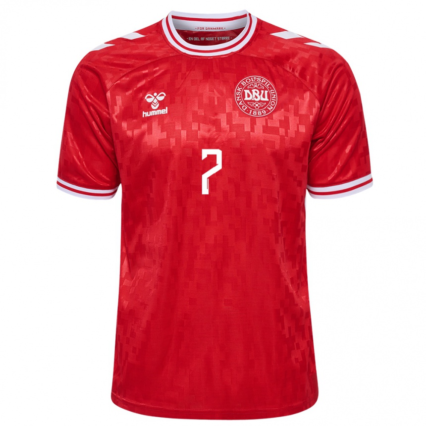 Hombre Fútbol Camiseta Dinamarca Victor Jensen #7 Rojo 1ª Equipación 24-26