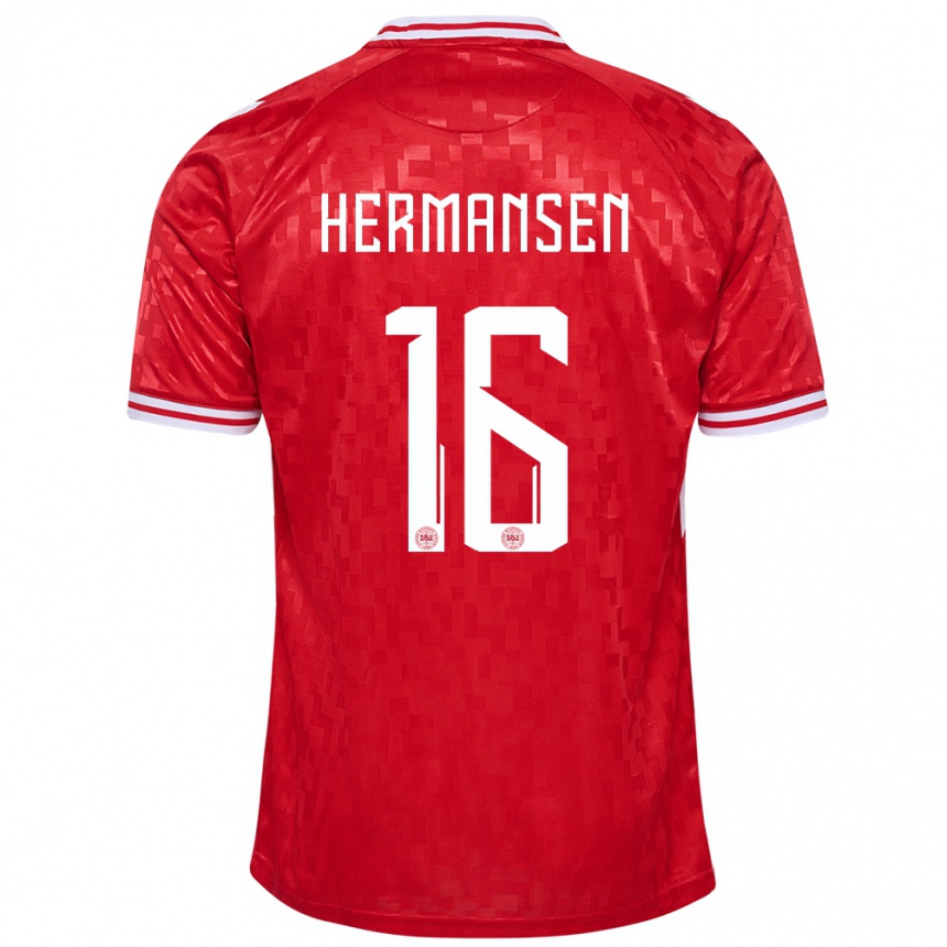 Hombre Fútbol Camiseta Dinamarca Mads Hermansen #16 Rojo 1ª Equipación 24-26