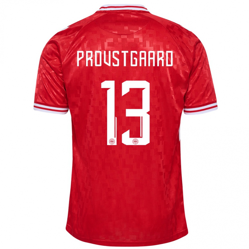 Hombre Fútbol Camiseta Dinamarca Oliver Provstgaard #13 Rojo 1ª Equipación 24-26