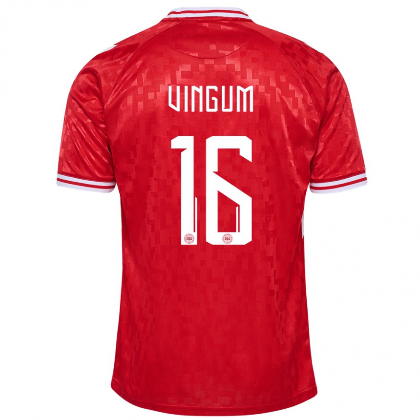 Hombre Fútbol Camiseta Dinamarca Alberte Vingum #16 Rojo 1ª Equipación 24-26