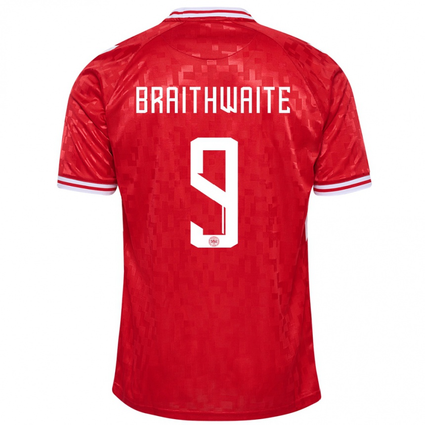 Hombre Fútbol Camiseta Dinamarca Martin Braithwaite #9 Rojo 1ª Equipación 24-26