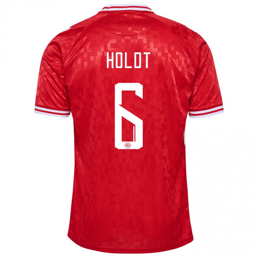 Hombre Fútbol Camiseta Dinamarca Olivia Holdt #6 Rojo 1ª Equipación 24-26