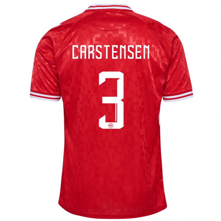 Hombre Fútbol Camiseta Dinamarca Rasmus Carstensen #3 Rojo 1ª Equipación 24-26