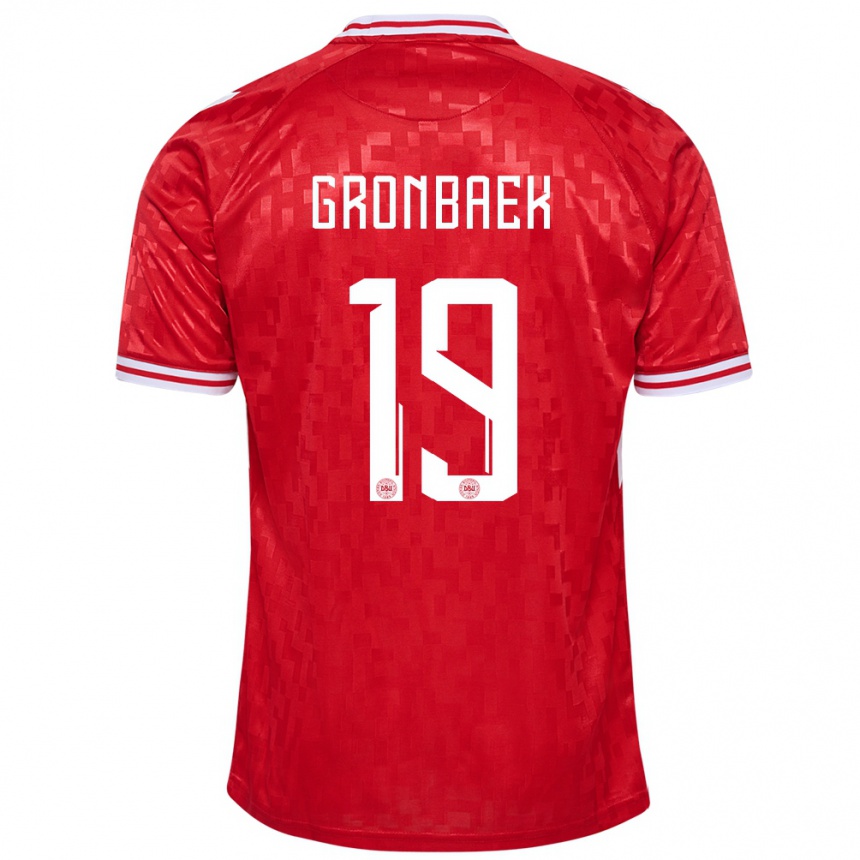 Hombre Fútbol Camiseta Dinamarca Albert Gronbaek #19 Rojo 1ª Equipación 24-26
