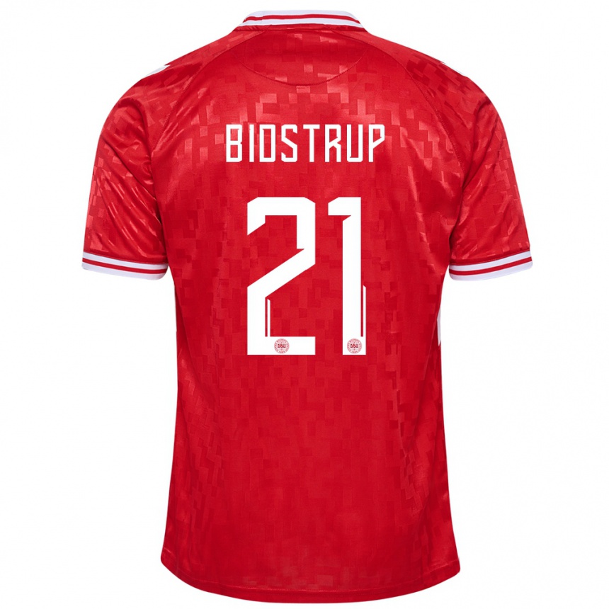 Hombre Fútbol Camiseta Dinamarca Mads Bidstrup #21 Rojo 1ª Equipación 24-26