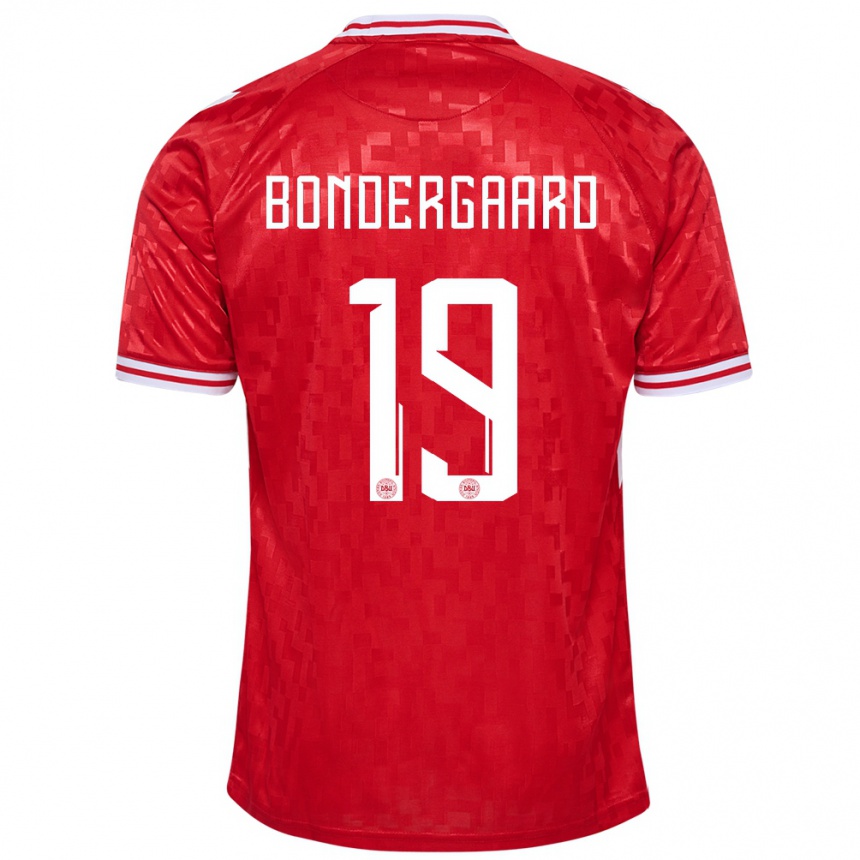 Hombre Fútbol Camiseta Dinamarca Asbjorn Bondergaard #19 Rojo 1ª Equipación 24-26